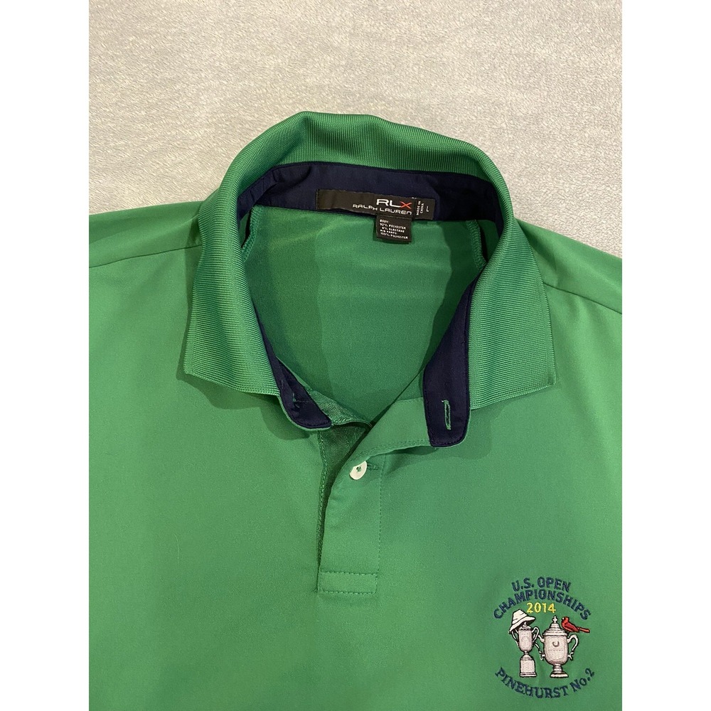 Ralph‎ Lauren RLX Golf Polo Shirt Green US Open Pinehurst 2014 Stretch Large